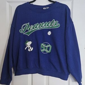 Divided Blue Baseball Peanuts Sweatshirt. Good Condition. Size M. Unisex.